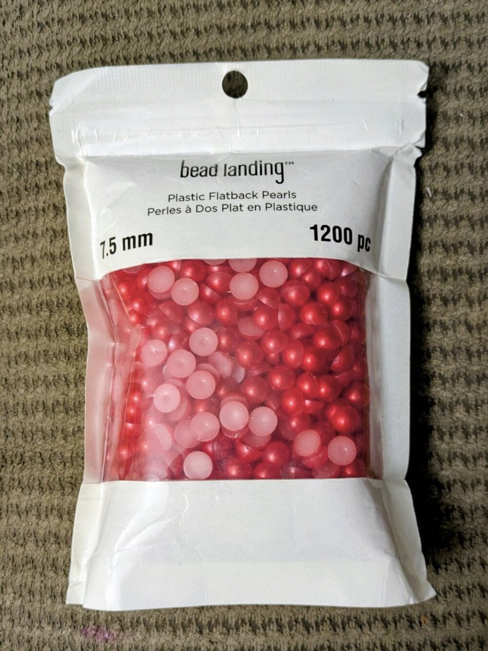 NEW! Bead Landing - Red Flat-Back Half Pearls, 7.5mm - 1200ct.